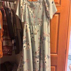 BloomChic Blue Floral Smocked Dress